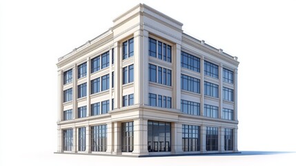 Obraz premium Modern Commercial Building Side View with Soft Shadows
