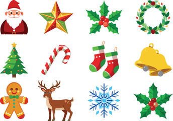 set of christmas icons