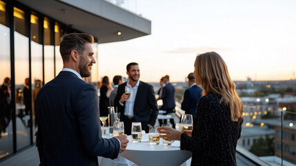 Rooftop Gathering of Business Professionals
