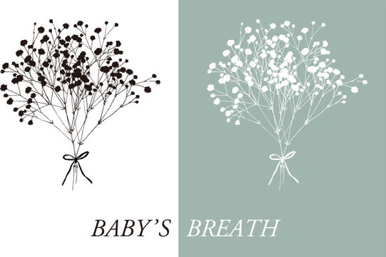 カスミソウのシルエットの花束