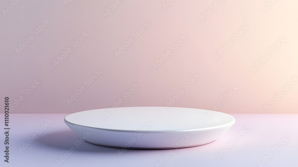 Poster minimalist white podium on a soft gradient background, smooth texture, with ample empty space for a 