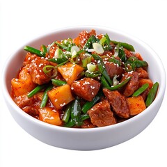 Close up of a Savory Korean Side Dish with Beef Vegetables and Noodles