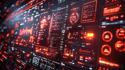 Glowing Digital Screen Displaying Successful Product Launch Metrics and Analytics