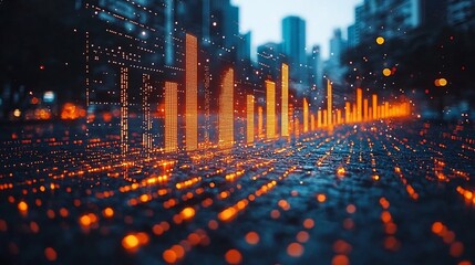 Futuristic Office with Glowing Financial Graphs Projected in the Air Symbolizing Advanced Analytics and the Role of in Business Finance