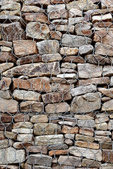 Gabion mesh and stones background wallpaper. Close-up, vertical photo.