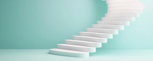 Obraz premium Abstract staircase spiraling upwards, symbolizing progress and growth, success steps