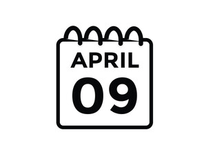 9 April calendar vector. Flat vector daily calendar icon. calendar icon vector.9 april Calendar Day or Calendar Date for Deadlines or Appointment 
