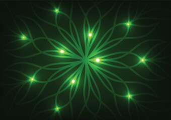 Green tech mandala center flower background