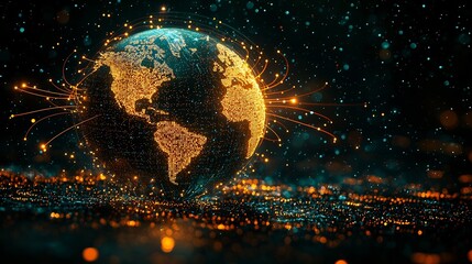 Global Digital Connectivity for Distance Learning Worldwide Online Education Concept