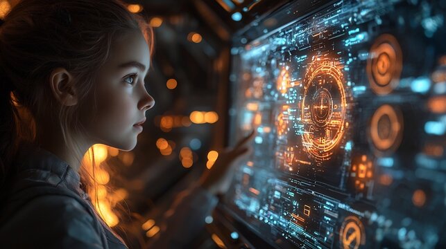 Futuristic Virtual Classroom with Holographic Screens Symbolizing Immersive Distance Learning