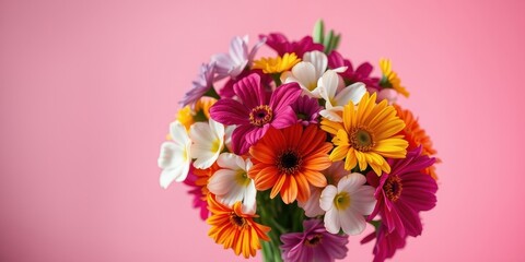 Fototapeta premium A vibrant bouquet of colorful flowers with delicate petals, capturing the essence of floral beauty and celebrating the diversity of nature's artistry.