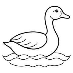 Elegant Goose on the Water Vector Illustration Logo Icon