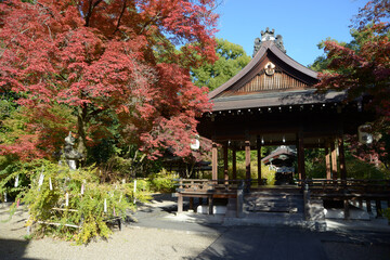 梨木神社　紅葉の拝殿　京都市上京区