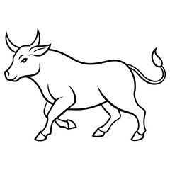 Running Ox Line art Vector Illustration