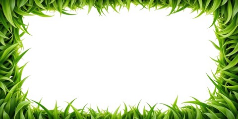Obraz premium A vibrant green grass frame surrounding a blank white space, ideal for showcasing text or imagery.