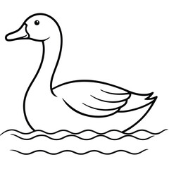 Goose, swan, duck, white duck, goose illustration,  line art, illustration of a white duck