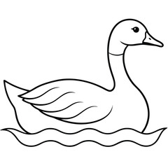 Goose, swan, duck, white duck, goose illustration,  line art, illustration of a white duck