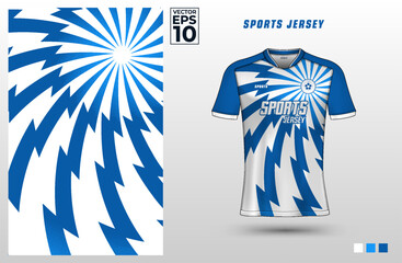 T-shirt sport jersey design template with lightning thunderbolt pattern for  soccer, cycling, running, gaming, e-sports, badminton, or volleyball. T shirt mockup for sport club. Vector Illustration