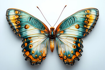 a butterfly ,The image shows a symmetrical mandala pattern intricately carved into the butterfly's wings. 