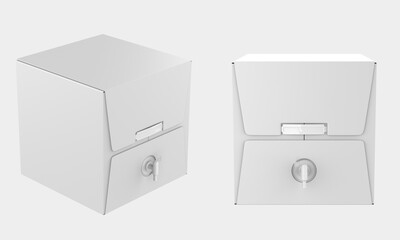 Box with Liquid Mockup Isolated On White Background. 3d illustration