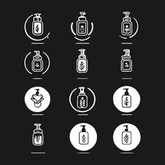 Collection Set of hand washing icons in thin line style. Hygiene icon. Icons such as washing hands, soap, alcohol, detergent, anti-bacterial