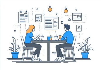 "Tiny Workers and Icons Showcasing Teamwork Around a Computer"
