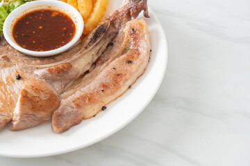 grilled pork chop steak with Thai spicy dipping sauce