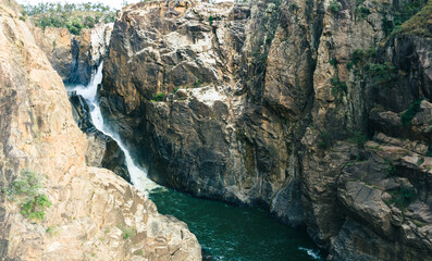 Waterfall over the side of a gorge into the Herbert River