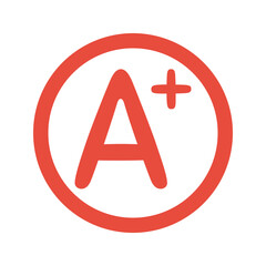 a plus school grade symbol, blood group sign, vector round outline icon