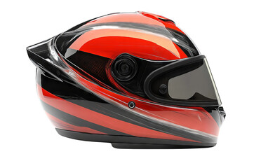 Fototapeta premium Red and Black Racing Helmet on Transparent Background