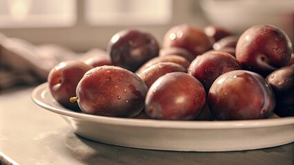 Obraz premium Red Potatoes in Bowl with Warm Kitchen Atmosphere