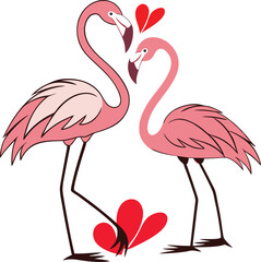 Two flamingos facing each other 