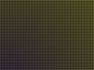 Seamless pattern of small, gradient hearts on a black background.