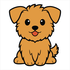 Obraz premium Cute Baby Cartoon Norfolk Terrier Dog Sitting Vector Illustration Design 