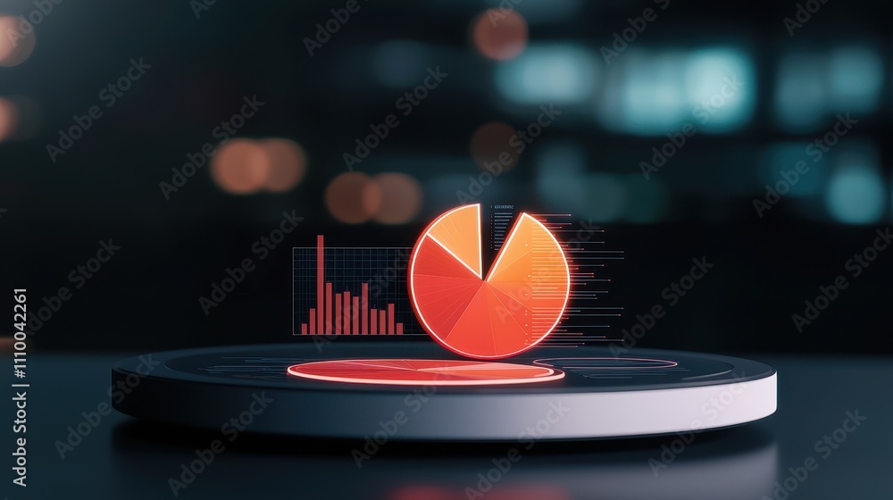Poster ai for generating income concept, ai powered interface with glowing pie charts and data visualizatio