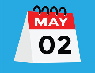  May 2 calendar icon Date Month calendar icon vector illustration