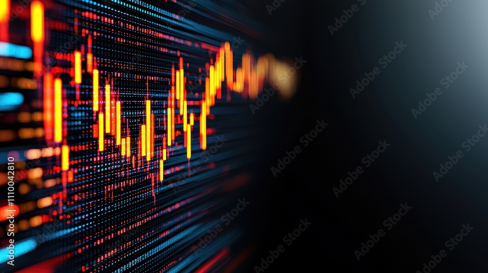 Poster ai for generating income concept, data visualization of sales trends in e-commerce with glowing bar 