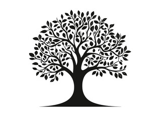 Cork Oak tree silhouette vector illustration