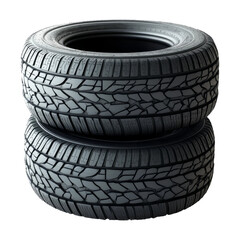 Obraz premium Stack of Two Black Car Tires on Transparent Background
