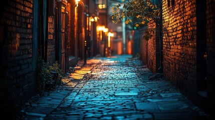 Fototapeta premium 37 Gritty alleyway with dramatic contrasts and urban tones, Urban Grunge Photography, cinematic appeal for editorial spreads
