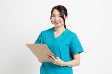 Obraz premium 手術着を着た女性の医者