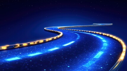 Digitized Highway: Blue Light Trails for High-Speed Data Transfer and Abstract Road Concept