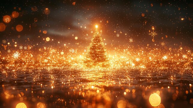 Magical christmas tree illuminated in sparkling lights festive environment nature’s beauty enchanting viewpoint holiday spirit