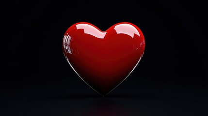 Sleek and Elegant Glossy Red Heart for Love and Passion in Minimalist Style
