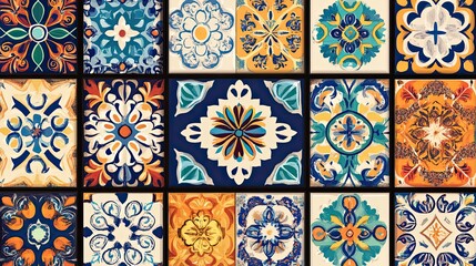 Colorful Floral Tile Mosaic Design Pattern