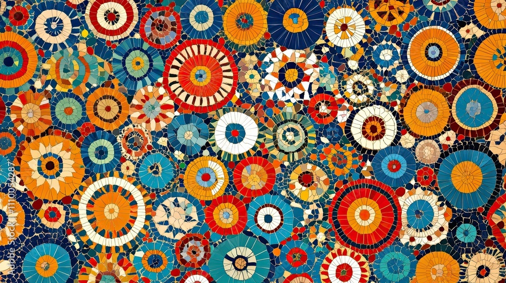 Poster colorful mosaic tile circular pattern design