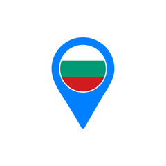 Obraz premium Bulgaria location pin vector with national flag design