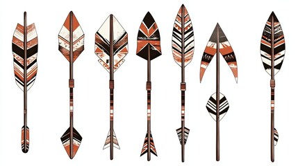 Collection Of Ornate Arrows With Native American Designs
