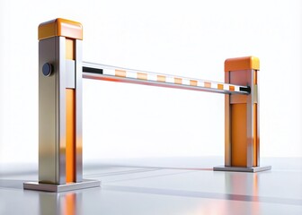 Automatic Barrier Silhouette on White, Modern Security Gate, Automated Gate Silhouette