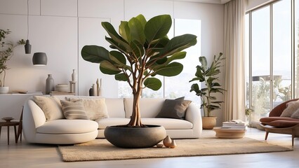 A rubber fig in the living area